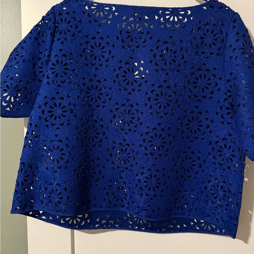 Banana Republic Royal Blue Floral Lace Blouse